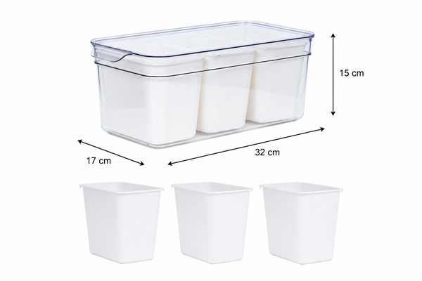 Triple Clear Fridge Organiser with Removable Baskets