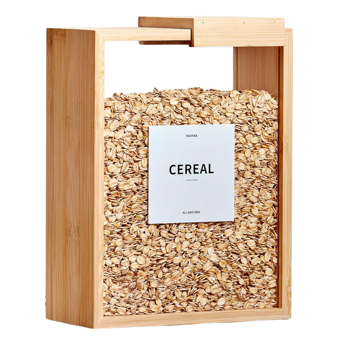 Bamboo Food Dispenser – 3L for kitchen organisation, perfect for storing cereals or grains, enhancing pantry storage aesthetics.