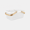 White Mesh Storage Basket With Bamboo Handle – 4 Pack