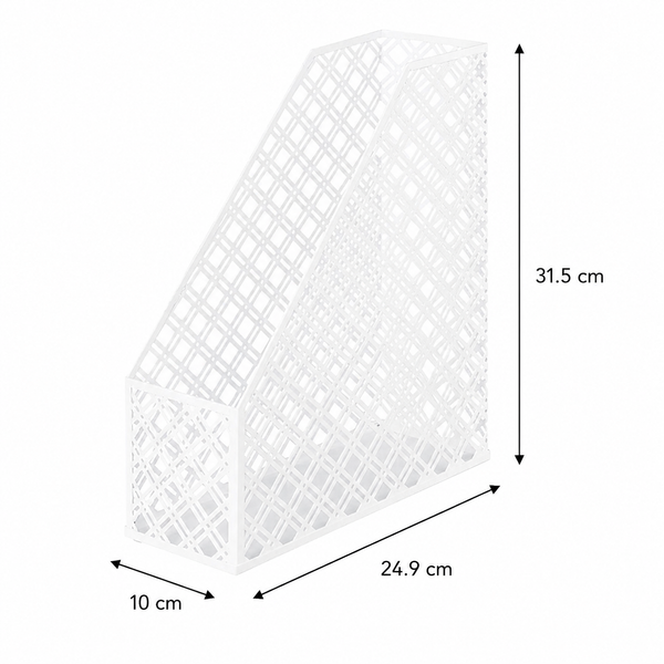 White Metal Magazine File Holder for Organised Storage