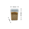 Clear airtight container, white lid, 16.3x12x8 cm, ideal for pantry storage, space-saving.