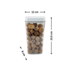 Transparent airtight container filled with nuts, 12x8x23.5 cm, ideal pantry storage organiser.