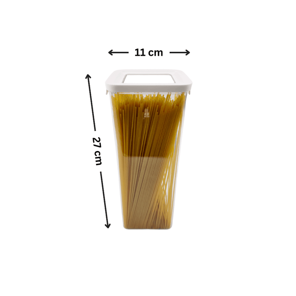White airtight container with side clips, 1900ml capacity, ideal for kitchen storage, pantry organizer, and stylish home storage.