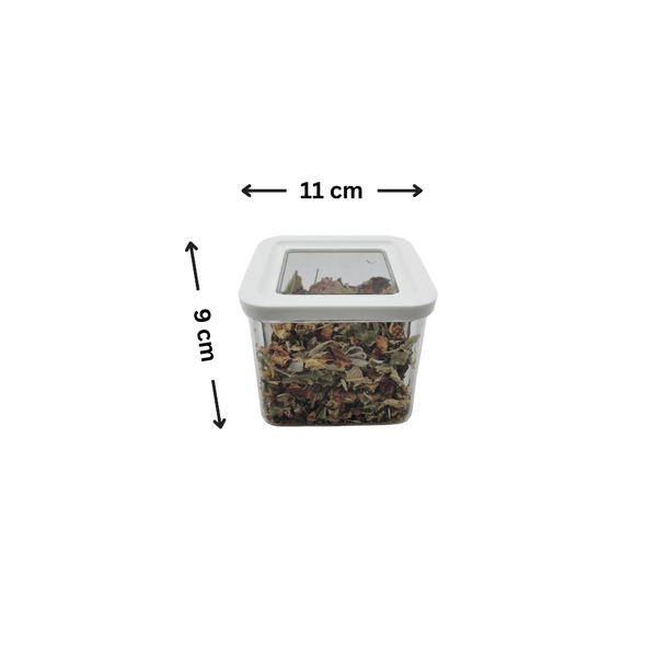White 600ml airtight container with side clips, ideal for home organisation, kitchen storage solutions, and pantry decluttering.