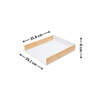 White bamboo and plastic desk tray with measurements for organized workspace storage.