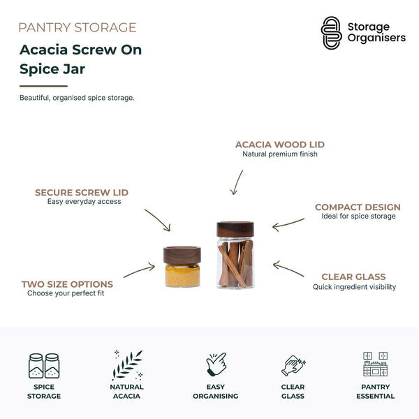 Acacia Screw On Spice Jar – 2 Sizes