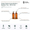 Amber Plastic Pump Bottles + Bamboo Tray – 500 ml Set