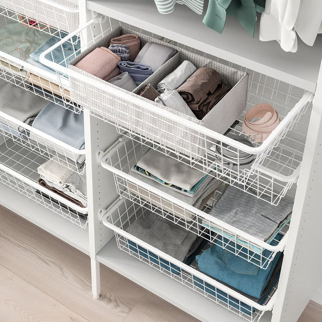 Wire Storage Basket with Slides – Available in 2 Sizes, perfect for drawer organisers in a wardrobe for clothing storage.