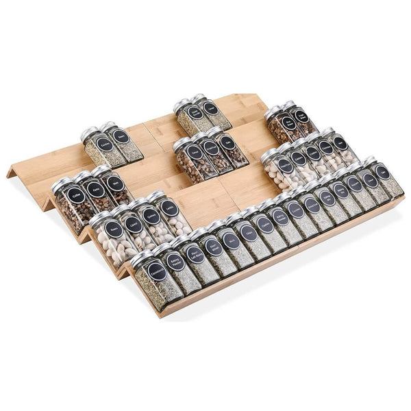 Bamboo Drawer Spice Rack – 8-Tier Organiser Set