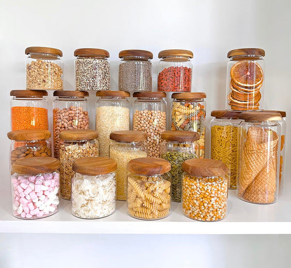 Acacia Lid Glass Jar - 600ml