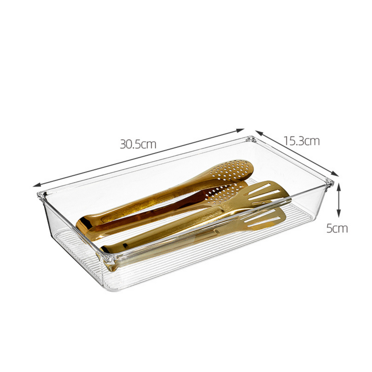 Clear Drawer Organiser Set – 8pc Modular Storage used for kitchen utensil storage, enhancing kitchen organisation with clear visibility.