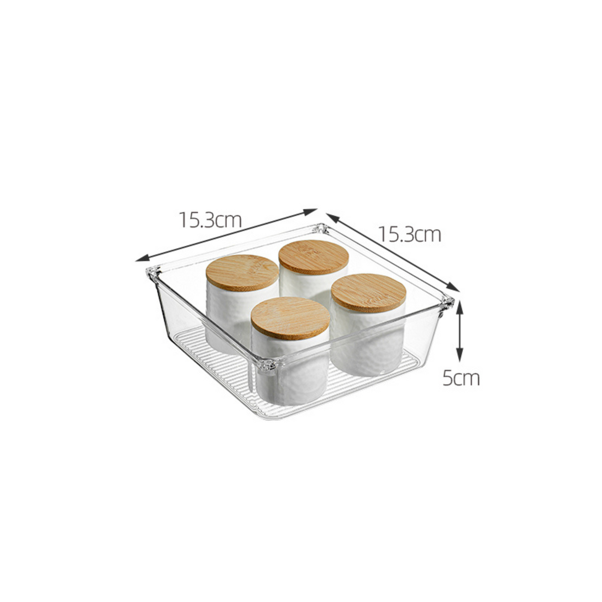 Clear Drawer Organiser Set – 8pc Modular Storage with glass jars, perfect for pantry organisation in kitchen drawers.