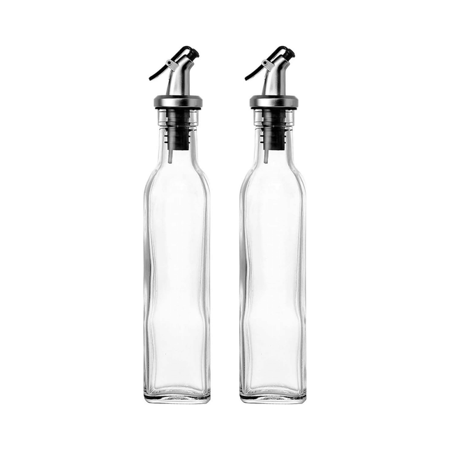 Clear Glass Oil & Vinegar Bottle – 550ml Dispenser for kitchen pantry organisation. Ideal for storing condiments and enhancing drawer organisers.