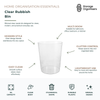 Clear plastic rubbish bin with minimalist cylindrical design for bathroom, office, bedroom, and kitchen waste organisation use