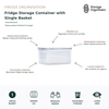 Clear fridge storage container with removable single basket and vented lid for keeping fruits and vegetables fresher for longer. This stackable produce storage container helps regulate airflow and humidity, making rinsing, draining, and storing fresh produce simple. The transparent design provides easy visibility of contents, while the food-safe container maximises refrigerator organisation and space efficiency for everyday fruit and vegetable storage.