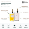 glass oil and vinegar dispenser set with premium pouring spouts, 500ml book-style kitchen bottles for olive oil, vinegar, and modern countertop storage