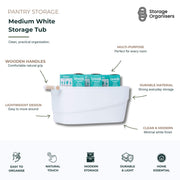 Medium White Storage Tub With Handle