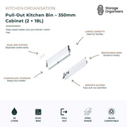 Pull-Out Kitchen Bin – 350mm Cabinet (2 × 18L)