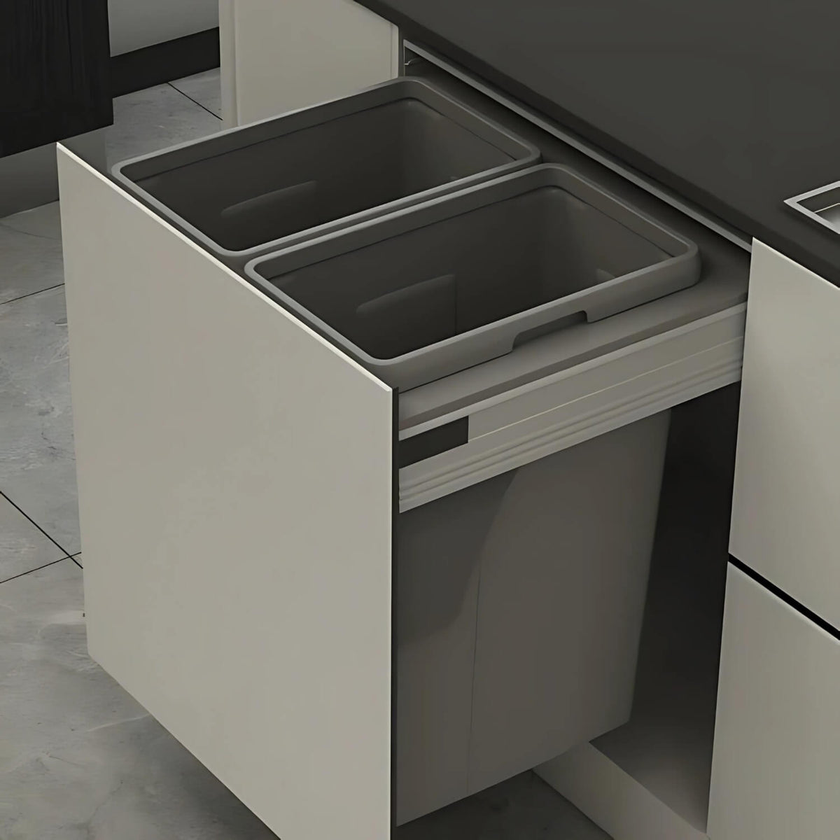 Pull-Out Kitchen Bin – 600mm Cabinet (2 × 35L)