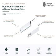 Pull-Out Kitchen Bin – 400mm Cabinet (35L)