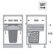 Diagram showing dimensions of Pull-Out Laundry Hamper – 400mm Cabinet (40L Drawer) for efficient under sink storage.