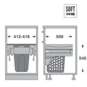 Pull-Out Laundry Hamper – 450mm Cabinet (48L Basket), ideal for efficient under sink storage in kitchen drawers.