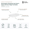 Rectangular rotating lazy Susan turntable for fridge and pantry organisation. Space-saving refrigerator organiser features a rotating and pull-forward design, removable tray, and suction cup base for stable access to condiments, sauces, jars, beverages, snacks, and pantry essentials. Clear fridge-friendly storage solution designed to maximise deep shelf space and improve visibility of stored items in refrigerators, cupboards, and pantries.