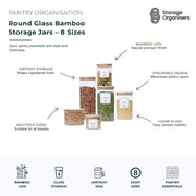 Round Glass Bamboo Storage Jars – 5 Sizes