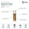 Large 2100ml round glass storage jar with natural bamboo lid and airtight silicone seal, designed for pantry organisation and bulk dry food storage. Clear glass container provides instant visibility of contents and a stackable design, making it ideal for storing pasta, rice, cereal, flour, grains, snacks, coffee, and other pantry essentials while keeping food fresh for longer.