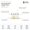 Round glass oil and vinegar bottle set with stainless steel pour spouts, waterproof labels, and bamboo tray, designed for controlled dispensing, organised kitchen storage, and countertop display.