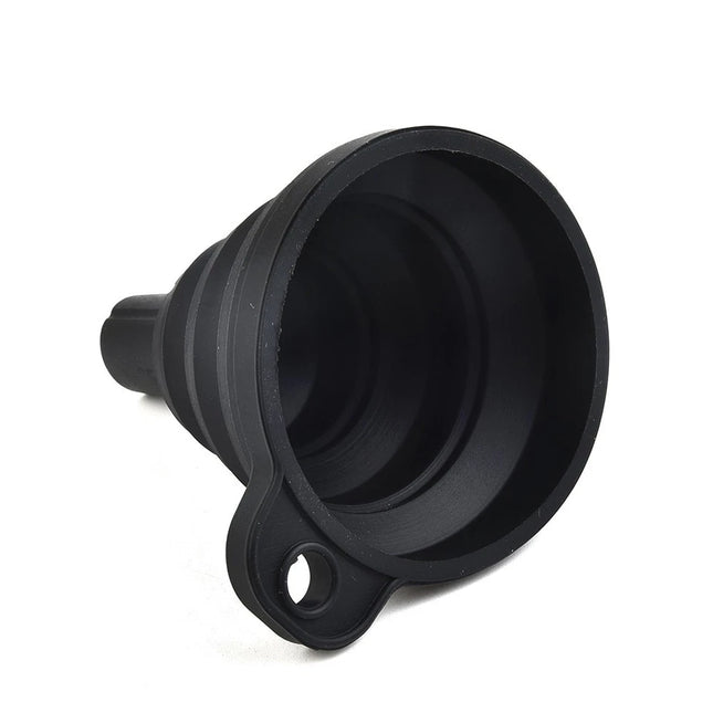 Black Foldable Silicone Funnel for Jars & Liquids, ideal for kitchen organisation and pantry storage, easy to use with glass jars.