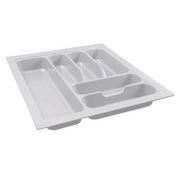White Cutlery Tray 430x480mm ideal for kitchen drawer organisation, featuring multiple compartments for efficient storage.