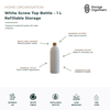 1 litre white screw top refillable storage bottle with a bamboo-look lid, designed for stylish and sustainable household liquid storage. Ideal for storing cleaning products, laundry liquids, body wash, shampoo, conditioner, lotions or other refillable household essentials. Features a leak-resistant screw cap, durable construction and minimalist white finish that complements modern home organisation while helping reduce single-use plastic waste.